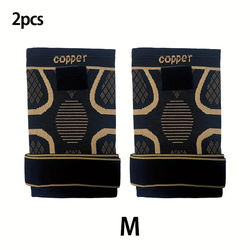 (2 Pack) Copper Knee Braces with Strap for Knee Pain Women and Men, Knee Compression Sleeve for Arthritis, ACL, Meniscus Tear, Joint Pain Relief, Knee Support for Working, Running,