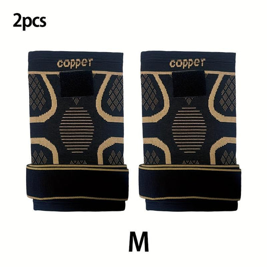 (2 Pack) Copper Knee Braces with Strap for Knee Pain Women and Men, Knee Compression Sleeve for Arthritis, ACL, Meniscus Tear, Joint Pain Relief, Knee Support for Working, Running,