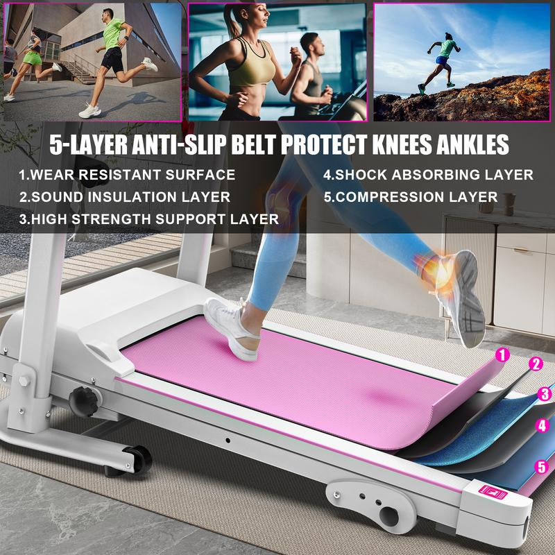 LIVIVOX 7.5 MPH Foldable Walkable Walking Treadmill with Handle，Remote Control ，Wheels for Easy Moving，265Lbs Weight Capacity Outdoorfun Home Gym Fitness Equipment Workout Calories， Ideal for Home/Office,Apartment ,Incline Treadmill