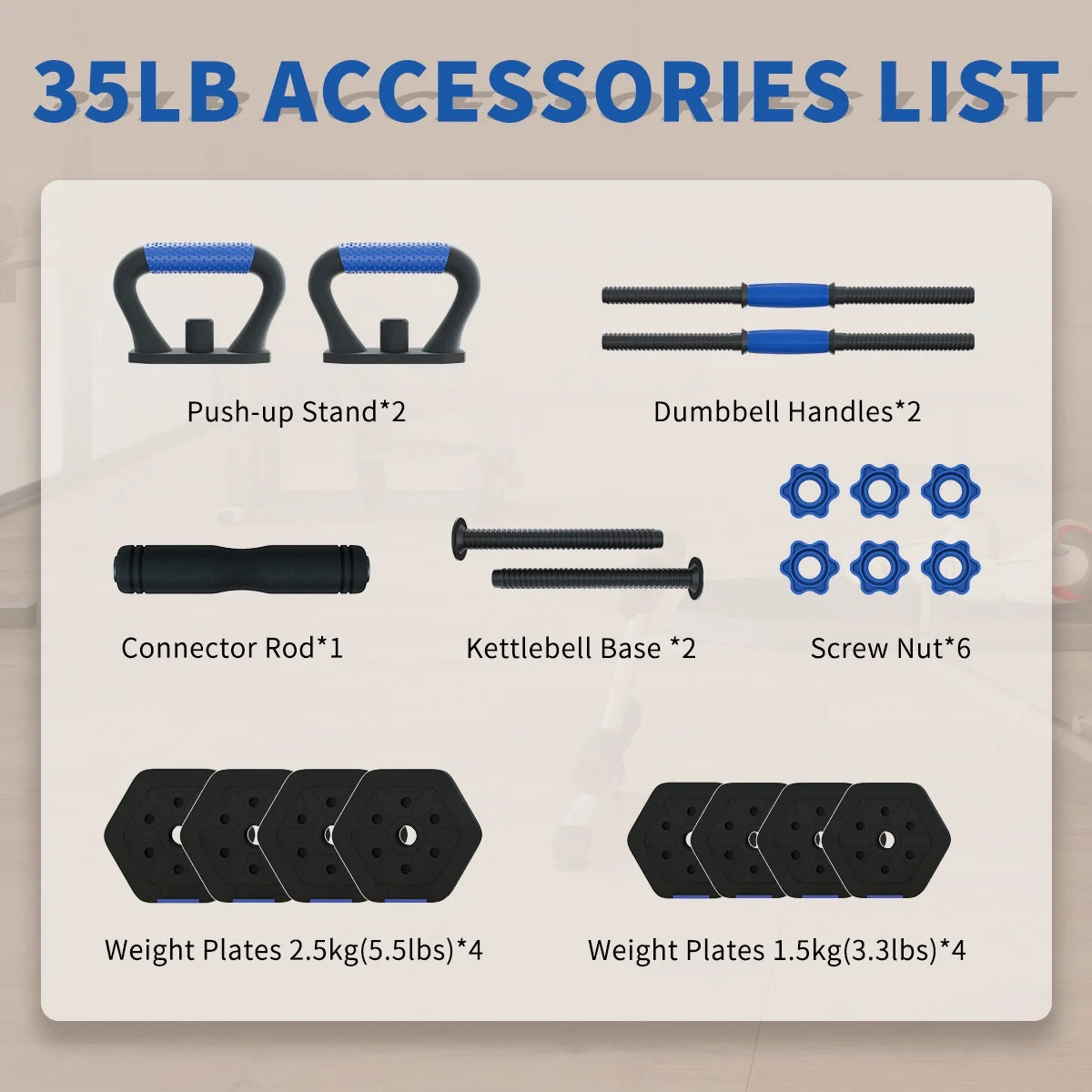 Adjustable Dumbbells (10-55 lbs per Hand)