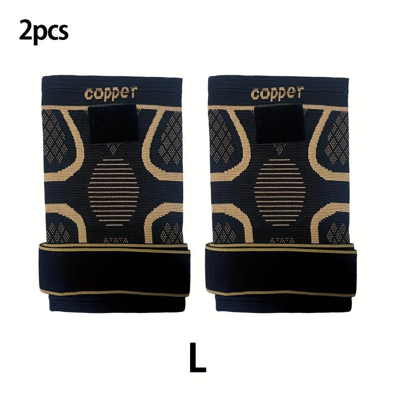 (2 Pack) Copper Knee Braces with Strap for Knee Pain Women and Men, Knee Compression Sleeve for Arthritis, ACL, Meniscus Tear, Joint Pain Relief, Knee Support for Working, Running,