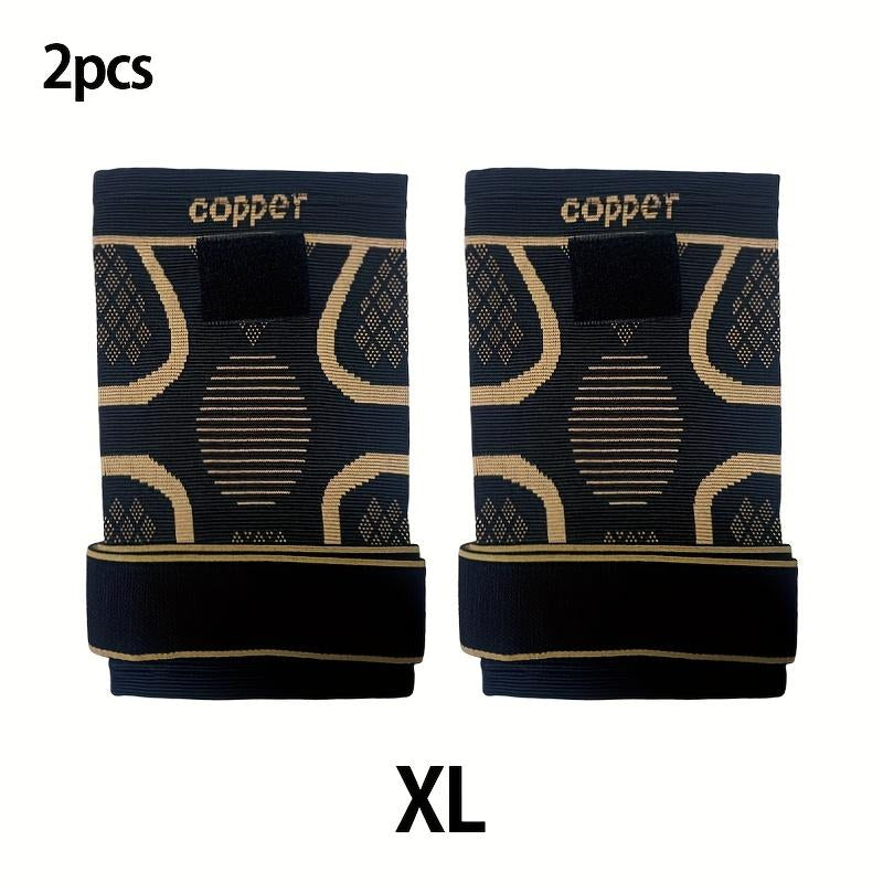 (2 Pack) Copper Knee Braces with Strap for Knee Pain Women and Men, Knee Compression Sleeve for Arthritis, ACL, Meniscus Tear, Joint Pain Relief, Knee Support for Working, Running,