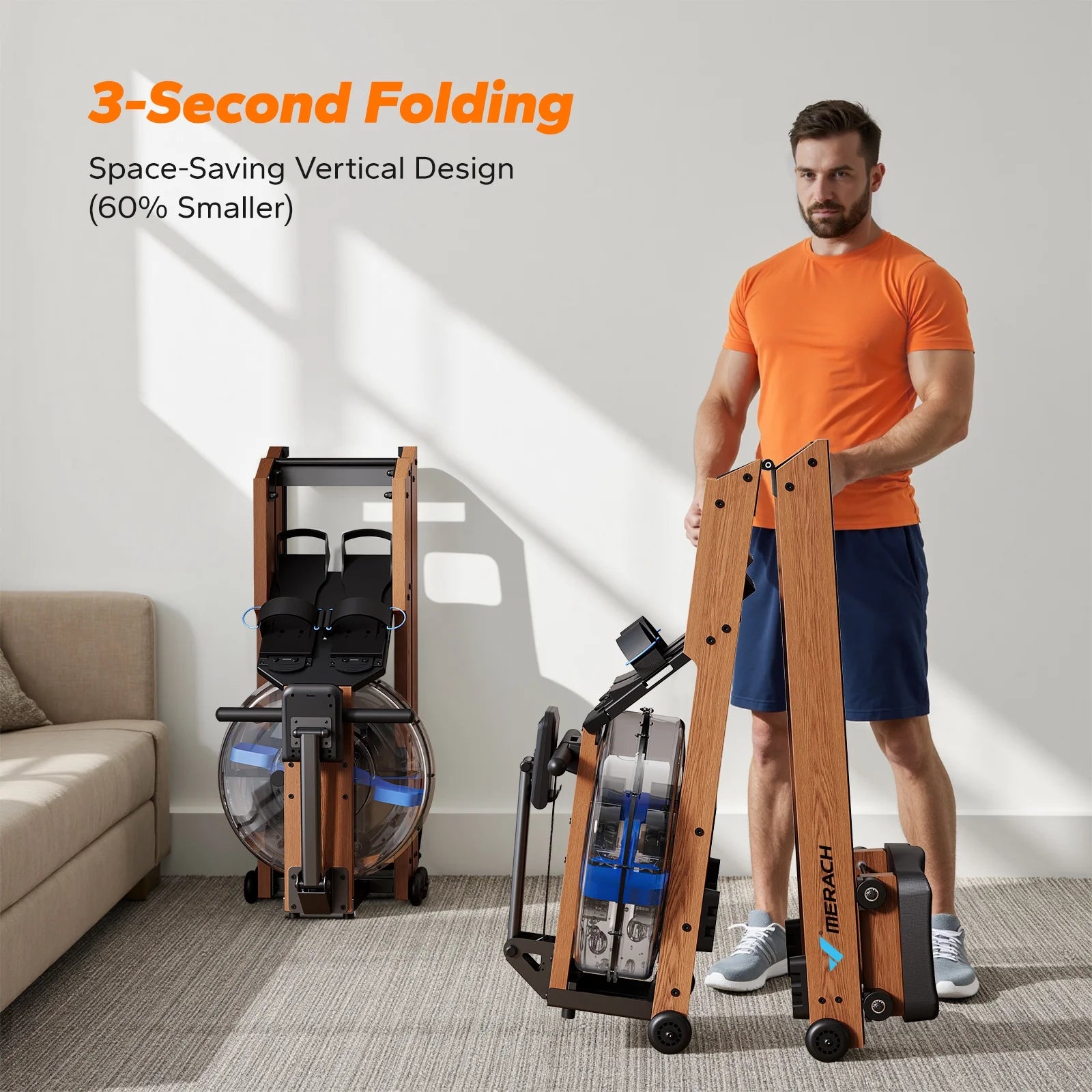Compact Rowing Machine (Magnetic - Foldable)